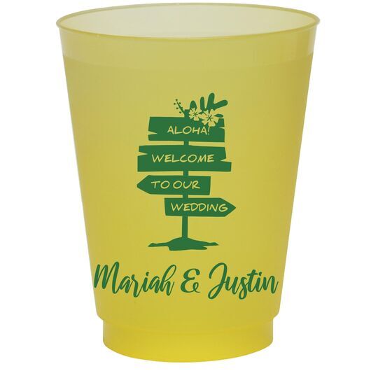 Aloha Welcome To Our Wedding Colored Shatterproof Cups